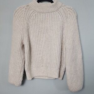 Universal Thread Oversized XS Cream Chunky Knit Mock Neck Neutral Sweater